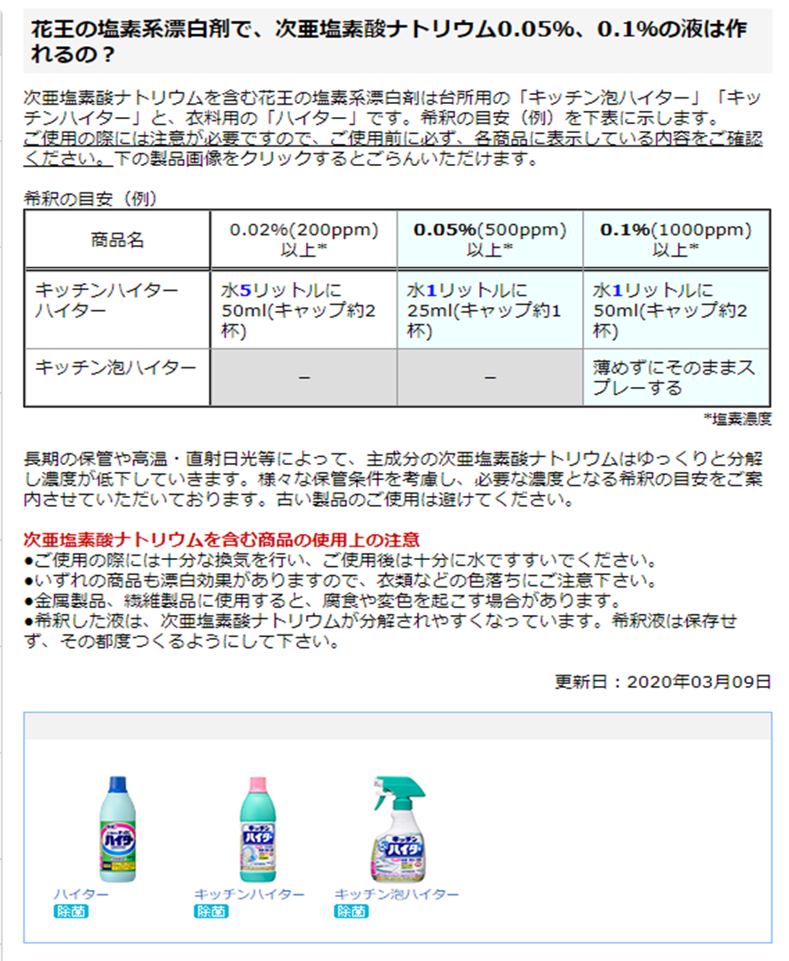次亜塩素酸ナトリウム消毒液の作り方